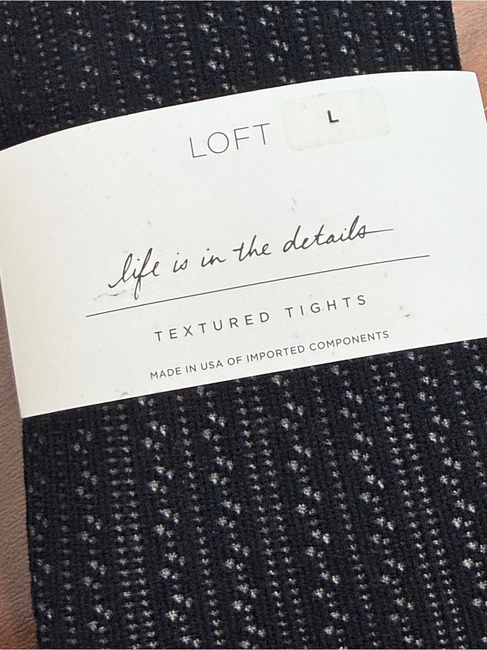 LOFT Black Textured Tights L NIP